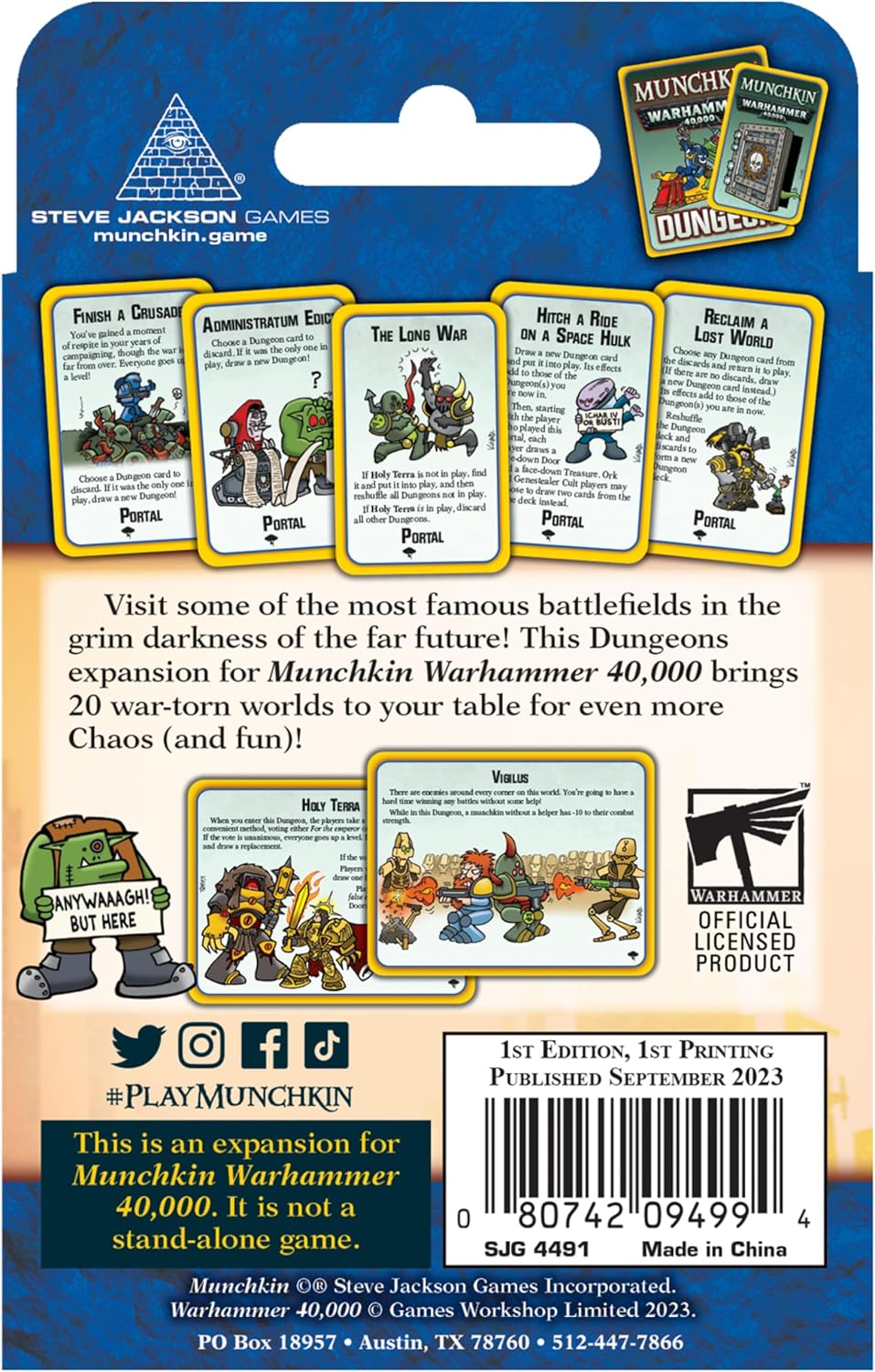 Steve Jackson Games Munchkin Warhammer 40,000 Storming The Warp, Strategy Card Game