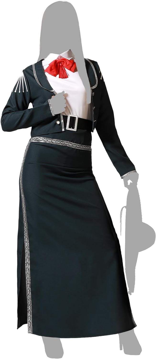 ATOSA Women's Mariachi Costume Dress Black Woman Adult Outerwear XL Black/White