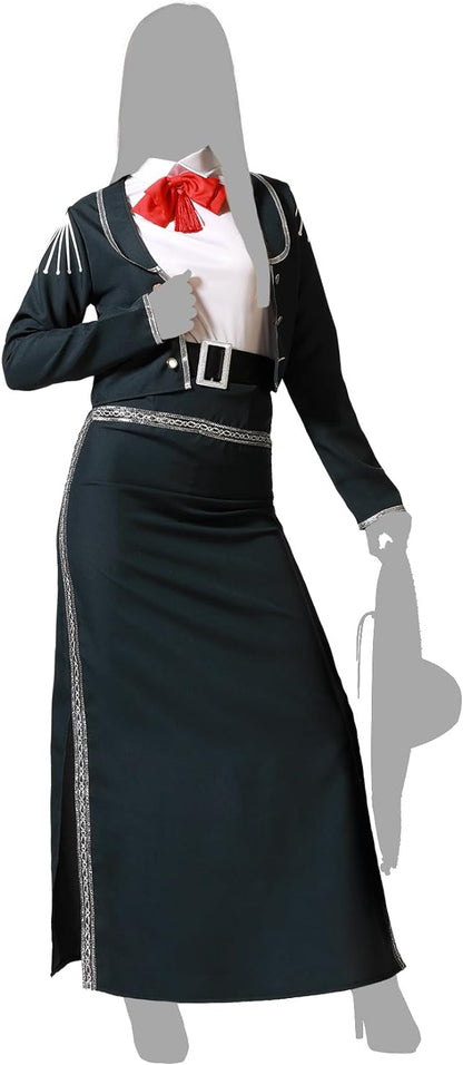 ATOSA Women's Mariachi Costume Dress Black Woman Adult Outerwear XL Black/White