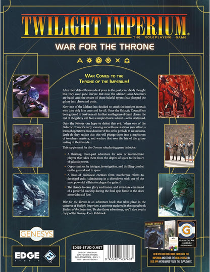 Genesys Roleplaying Game War for The Throne SOURCEBOOK - Save The Galaxy in an Epic Space Adventure! Fantasy Game for Kids & Adults, Ages 14+, 2-8 Players, 1+ Hour Playtime, Made by EDGE Studio