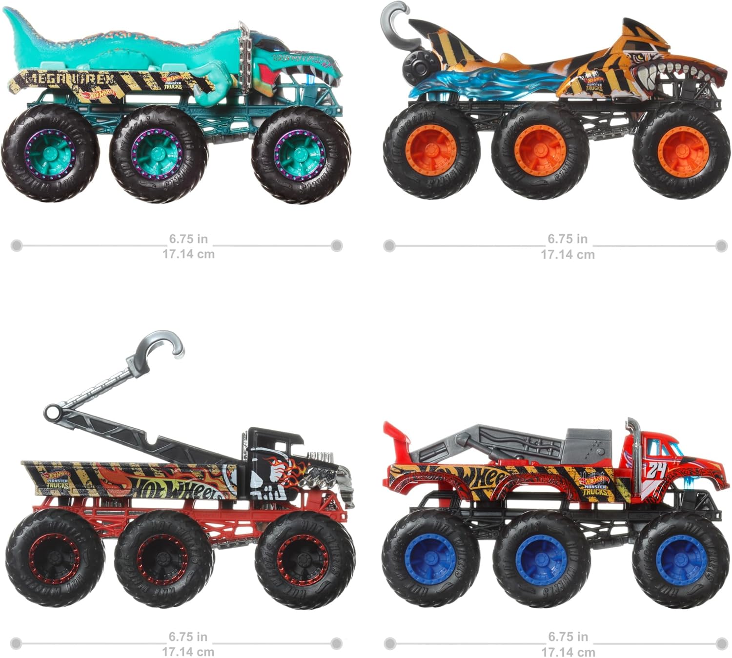 Hot Wheels Monster Trucks Big Rigs, 1:64 Scale Toy Truck with 6 Wheels, Haul or Tow Other Vehicles (Styles May Vary), HWN86