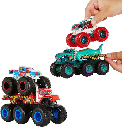Hot Wheels Monster Trucks Big Rigs, 1:64 Scale Toy Truck with 6 Wheels, Haul or Tow Other Vehicles (Styles May Vary), HWN86