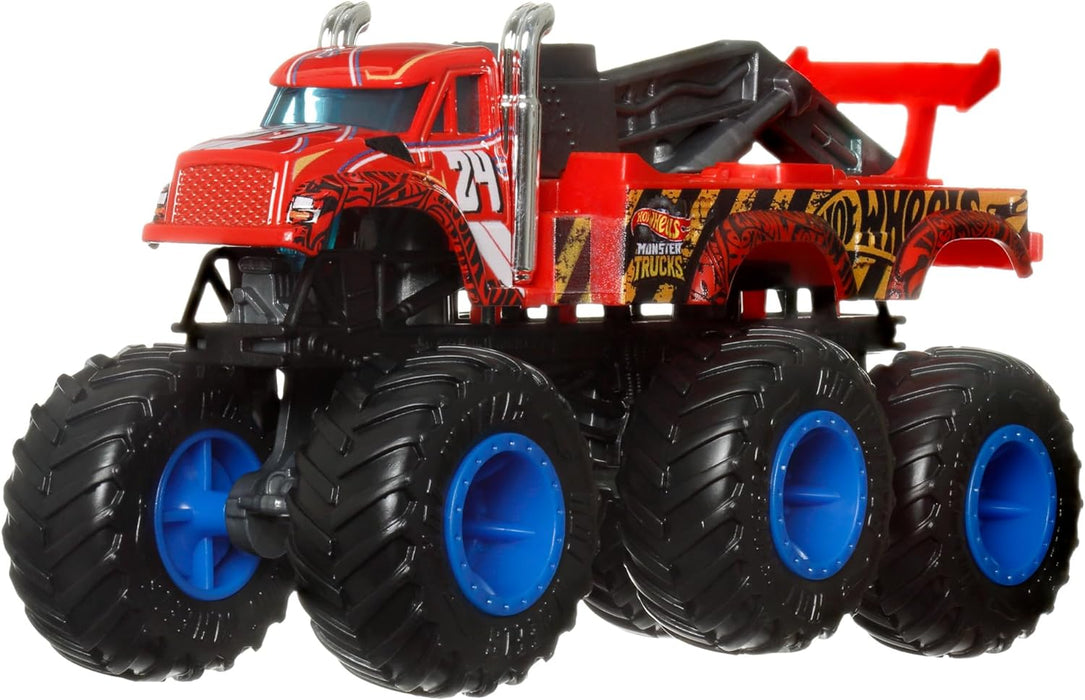 Hot Wheels Monster Trucks Big Rigs, 1:64 Scale Toy Truck with 6 Wheels, Haul or Tow Other Vehicles (Styles May Vary), HWN86