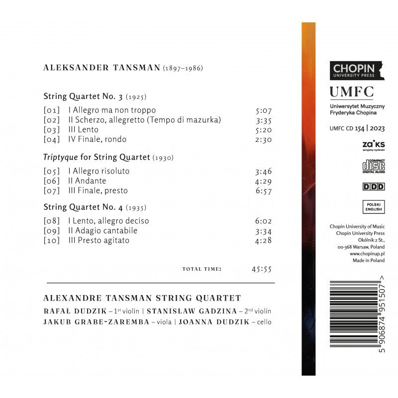 Tansman: String Quartets Nos. 3 & 4/Triptyque
