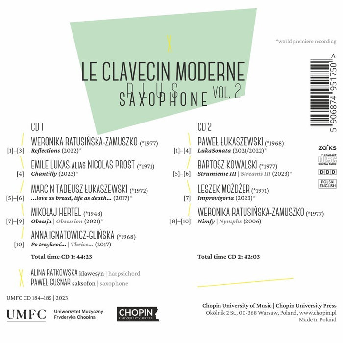 Alina Ratkowska/Pawel Gusnar: Le Clavecin Moderne Plus Saxophone - Volume 2
