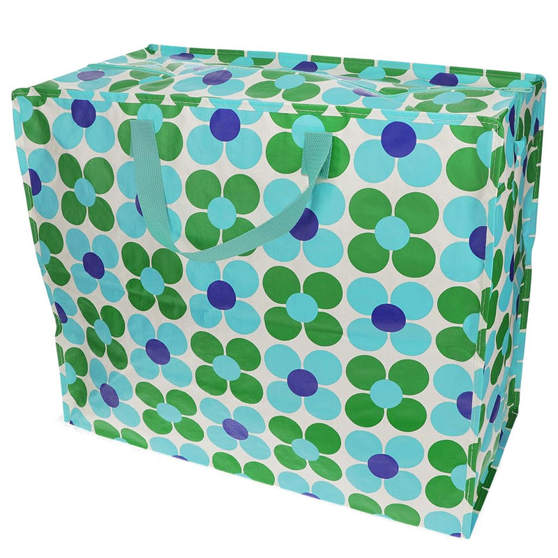 Rex London - XXL Riesentasche, Aufbewahrungstasche mit Reißverschluss, Muster bunt (Daisy blue/green