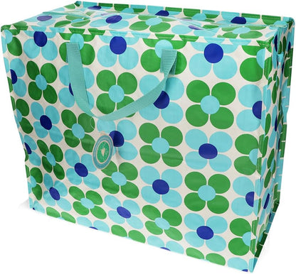 Rex London - XXL Riesentasche, Aufbewahrungstasche mit Reißverschluss, Muster bunt (Daisy blue/green