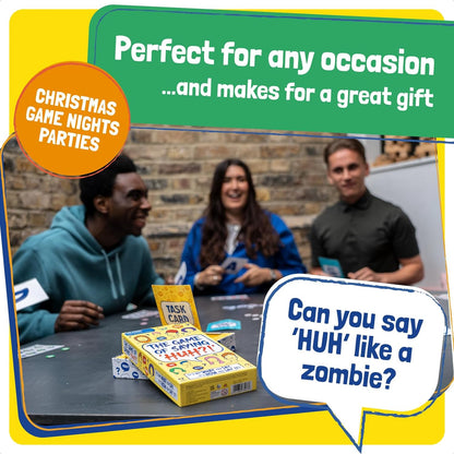 TOMY The Game of Saying 'Huh?!' - Voice Impressions Card Games - Funny Party Game of Acting & Guessing Correctly to Win - Family Board Games for Adults, Teens & Kids 8+ - Board Game for 3-8 Players