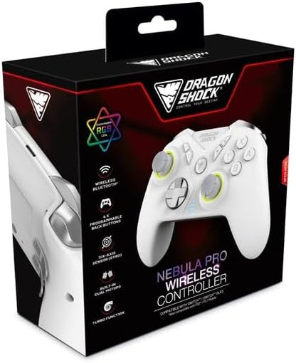 DragonShock - NEBULA PRO - Manette sans fil Pro Blanche pour Nintendo Switch, Switch Lite, Switch OLED, PS3, PC et Andro