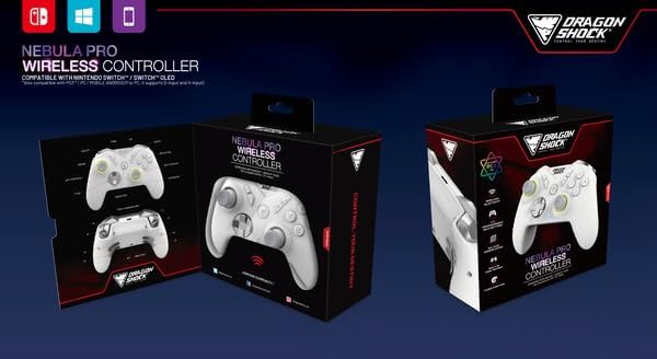 DragonShock - NEBULA PRO - Manette sans fil Pro Blanche pour Nintendo Switch, Switch Lite, Switch OLED, PS3, PC et Andro