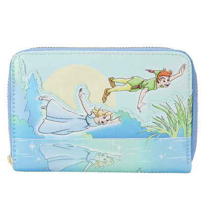 Loungefly Disney Peter Pan You Can Fly Glows Zip Around Wallet Blue