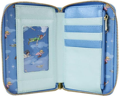 Loungefly Disney Peter Pan You Can Fly Glows Zip Around Wallet Blue