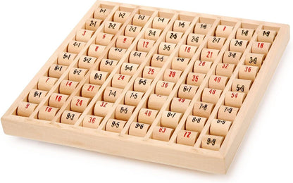 Small Foot 11059 Multiplication Table Made of Wood, Learning Game for The Elementary School, Calculating Board with self-Control Toys, Multicolored FSC® wood