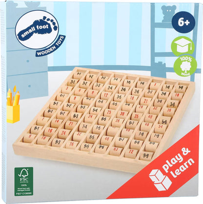 Small Foot 11059 Multiplication Table Made of Wood, Learning Game for The Elementary School, Calculating Board with self-Control Toys, Multicolored FSC® wood