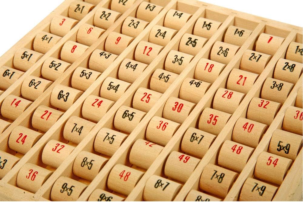 Small Foot 11059 Multiplication Table Made of Wood, Learning Game for The Elementary School, Calculating Board with self-Control Toys, Multicolored FSC® wood