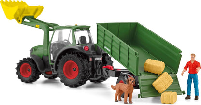 schleich 42608 FARM WORLD Tractor with Trailer Playset for ages 3+, Black