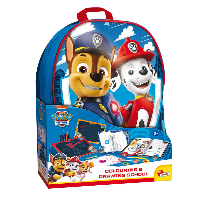 Lisciani - La Patrol - Schule für Zeichnen und Malen - Rucksack - Kreatives Spiel - Zeichnen und Malen lernen - Anleitung aus dem Heft - Schiefer mit Pult zum Bauen - Für Kinder ab 3 Jahren
