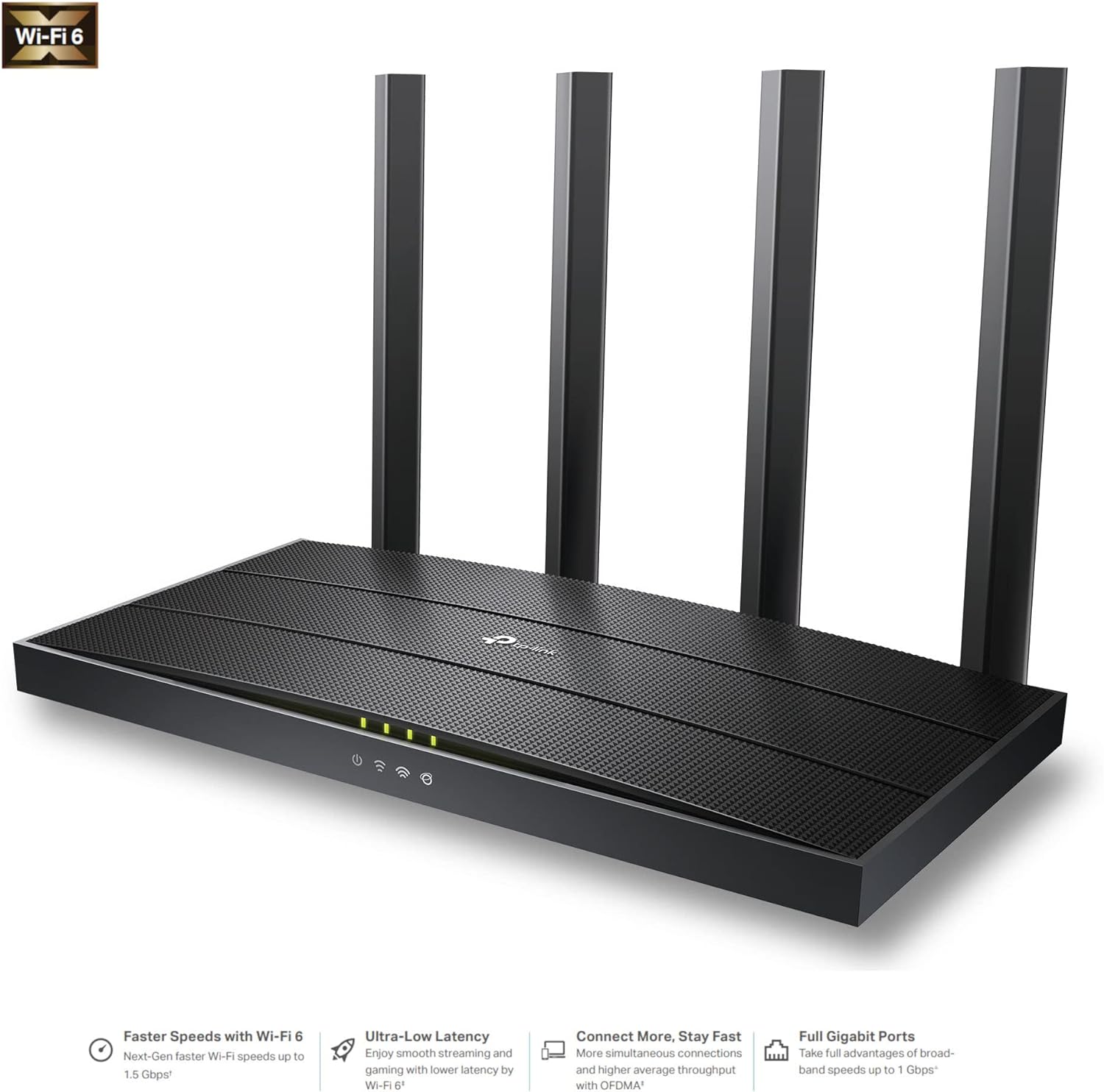 TP-Link Next-Gen Wi-Fi 6 AX1500 Mbps Gigabit Dual Band Wireless Router, WPA3 Security, Ideal for Gaming Xbox/PS4/Steam and 4K, Plug and Play (Archer AX12