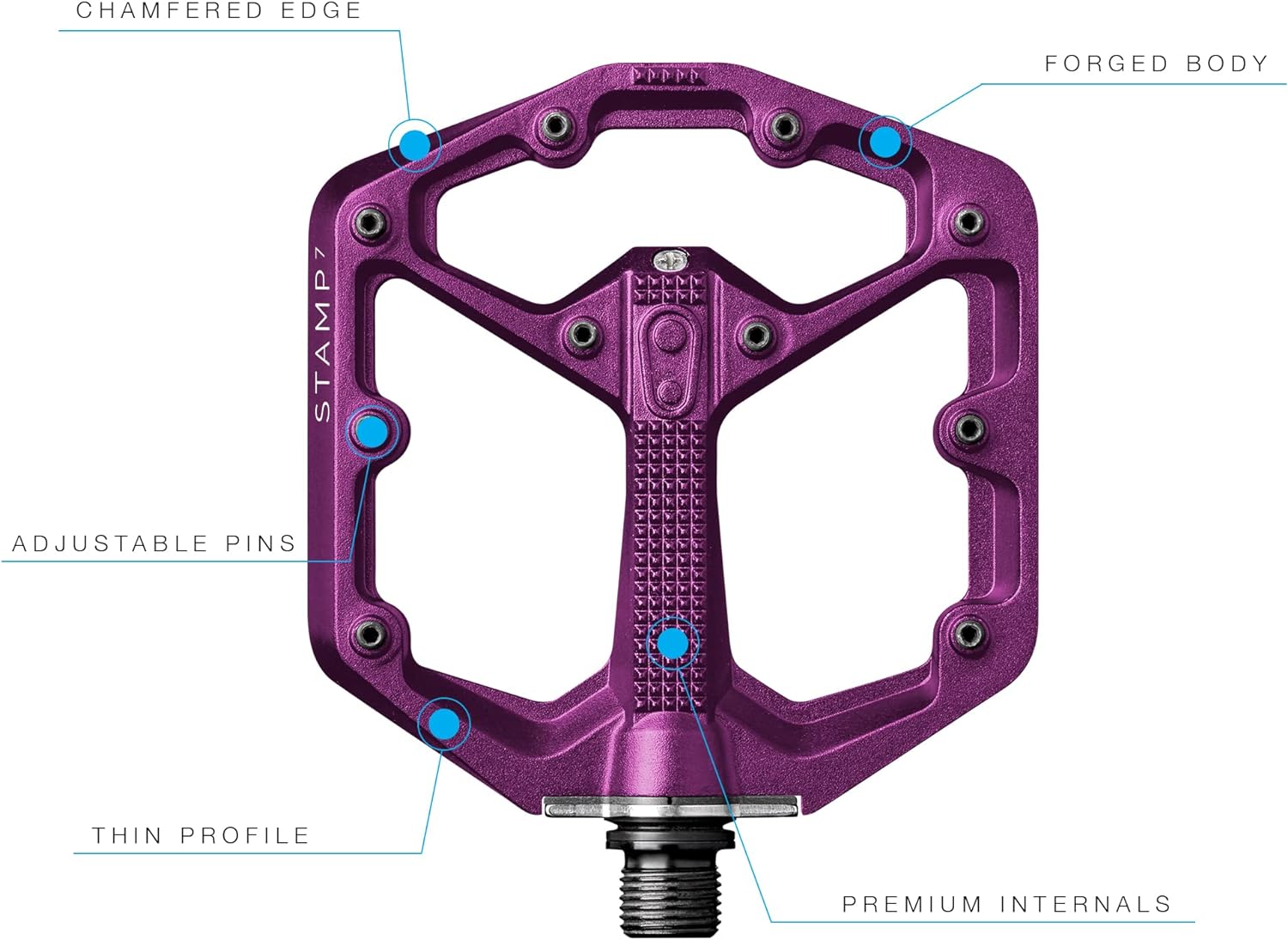 Crankbrothers Stamp Flat BMX/MTB Bike Pedal - Platform Bicycle Pedal, Minimal Profile, Adjustable Grip