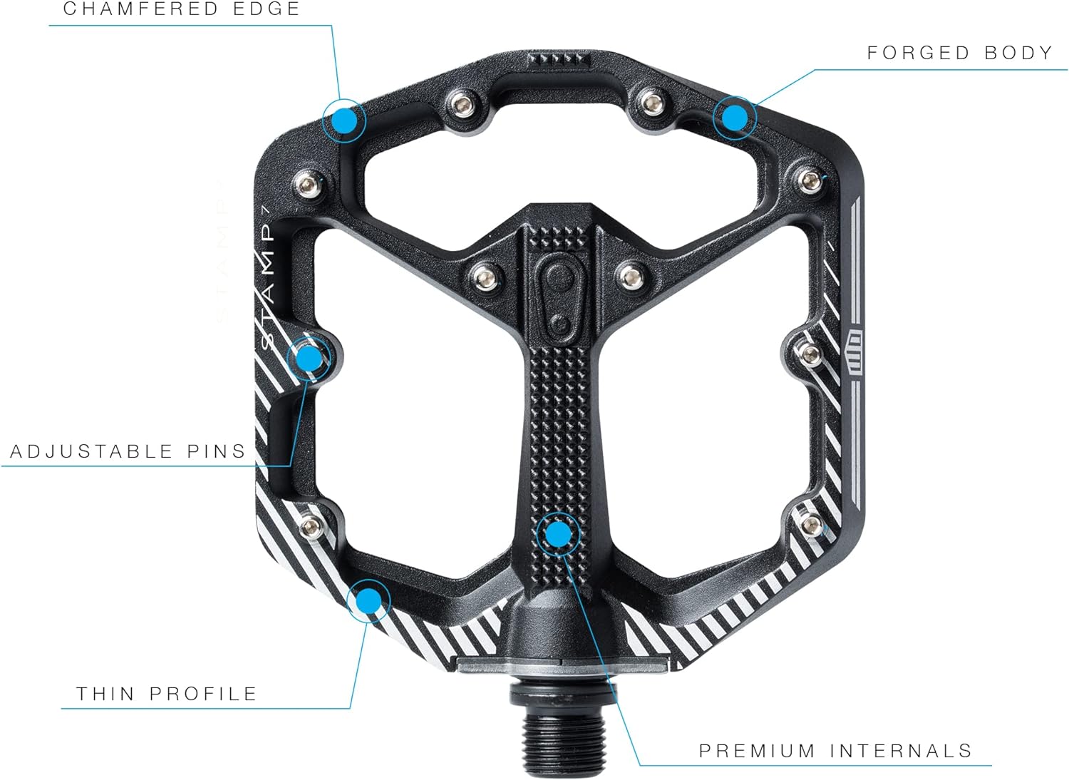Crankbrothers Stamp Flat Pedal for BMX/MTB Bike - Bicycle Pedal, Minimalist Profile, Adjustable Grip