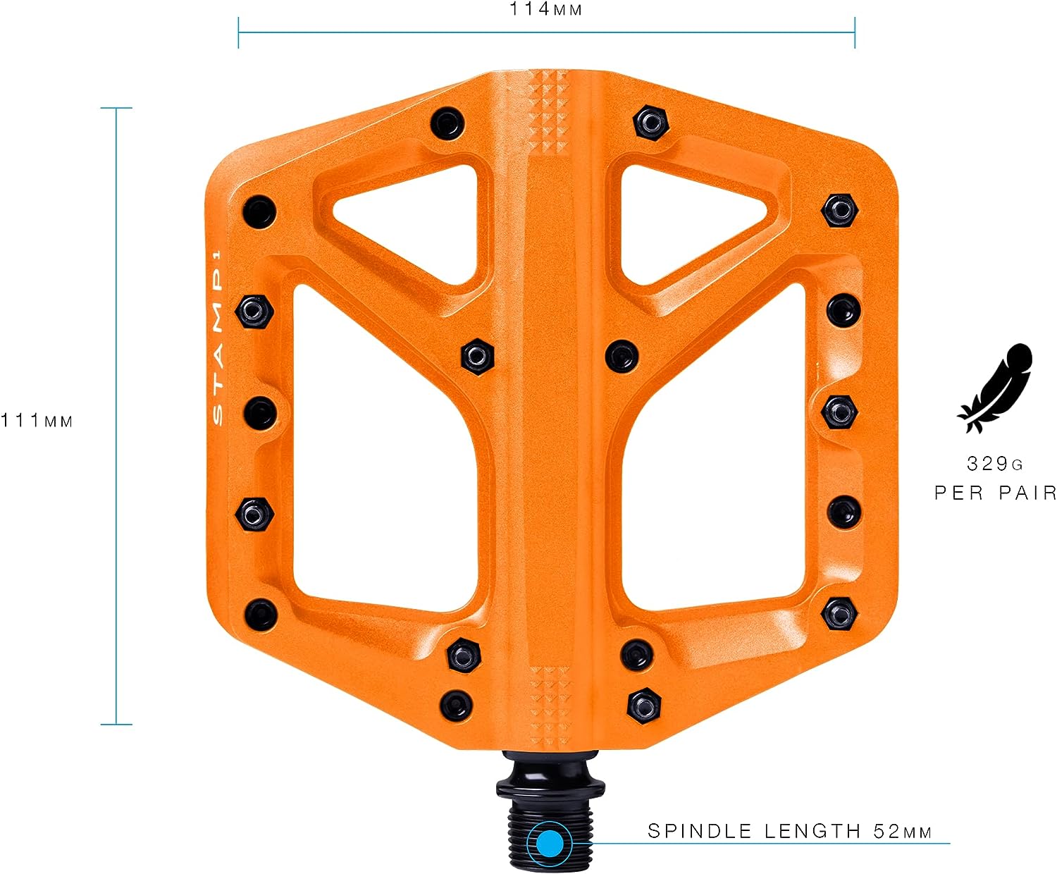 Crankbrothers Stamp Flat BMX/MTB Bike Pedal - Platform Bicycle Pedal, Minimal Profile, Adjustable Grip Stamp 1 Orange L