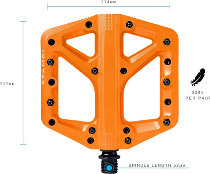 Crankbrothers Stamp Flat BMX/MTB Bike Pedal - Platform Bicycle Pedal, Minimal Profile, Adjustable Grip Stamp 1 Orange L