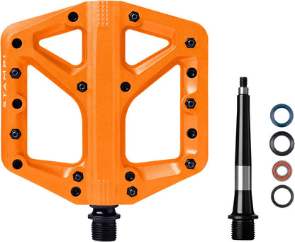 Crankbrothers Stamp Flat BMX/MTB Bike Pedal - Platform Bicycle Pedal, Minimal Profile, Adjustable Grip Stamp 1 Orange L