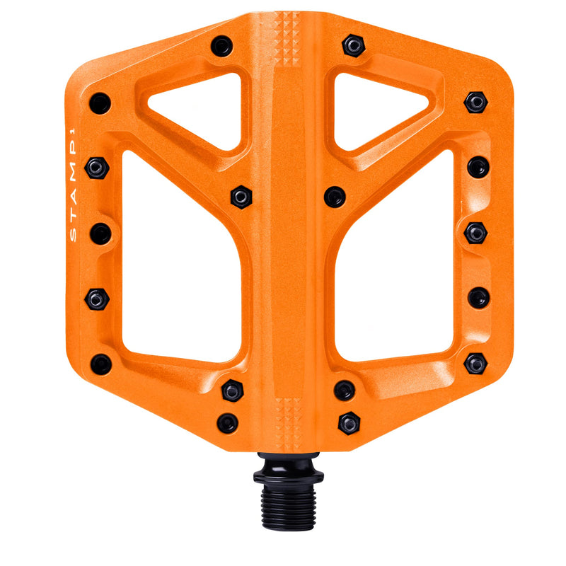 Crankbrothers Stamp Flat BMX/MTB Bike Pedal - Platform Bicycle Pedal, Minimal Profile, Adjustable Grip Stamp 1 Orange L