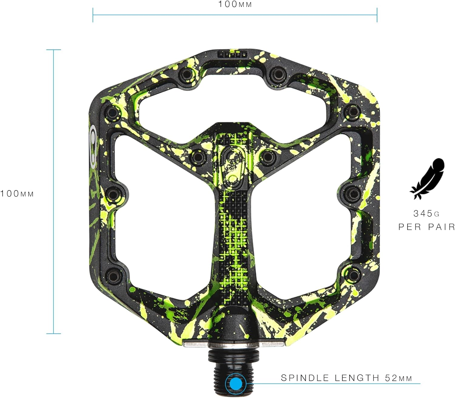 Crankbrothers Stamp 7 Mountainbike-Pedale – Splatter-Kollektion – MTB Enduro DH BMX konkave Plattform – flaches Paar Fahrrad-Mountainbike-Pedale (verstellbare Stifte im Lieferumfang enthalten
