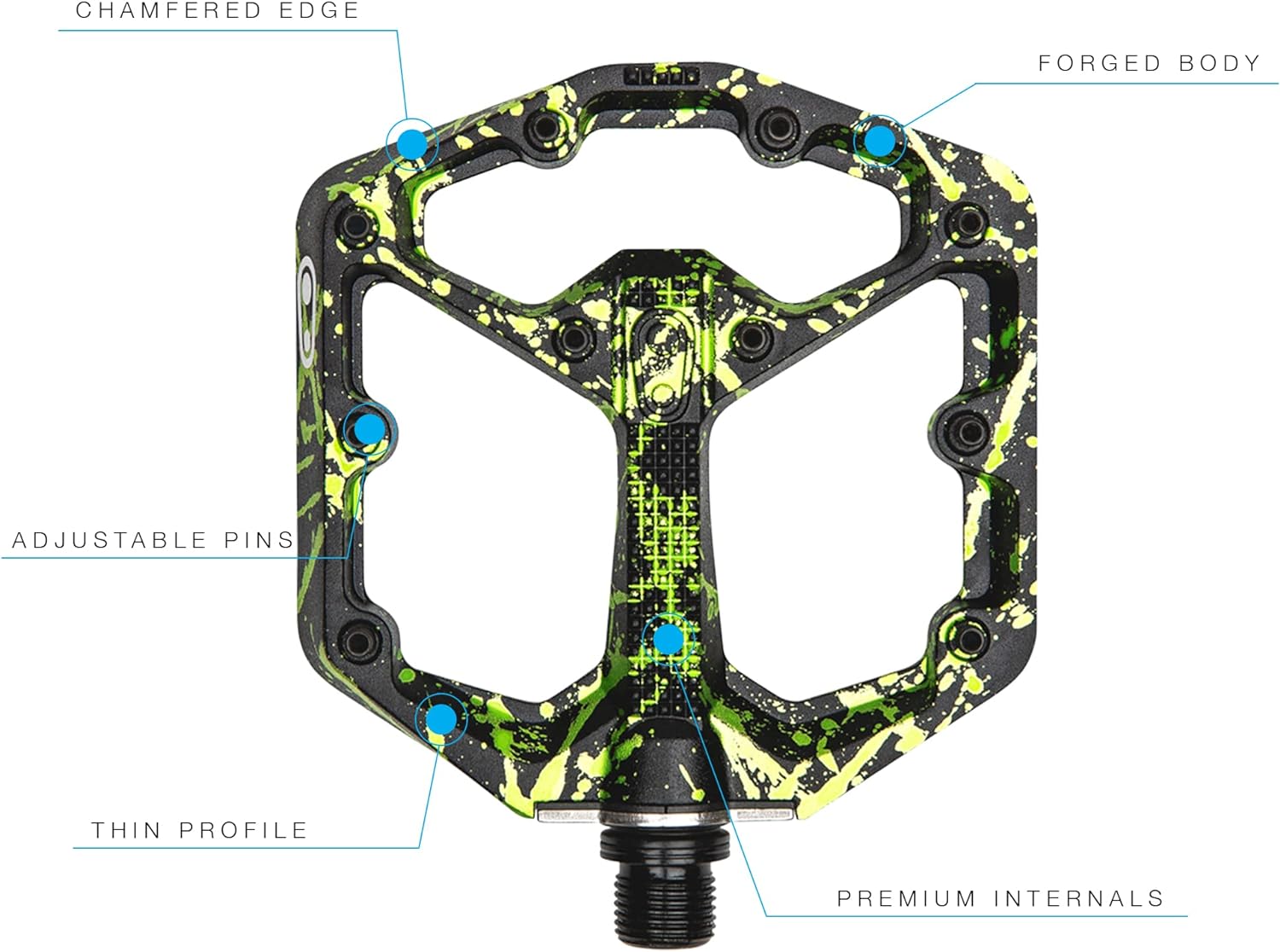 Crankbrothers Stamp 7 Mountainbike-Pedale – Splatter-Kollektion – MTB Enduro DH BMX konkave Plattform – flaches Paar Fahrrad-Mountainbike-Pedale (verstellbare Stifte im Lieferumfang enthalten
