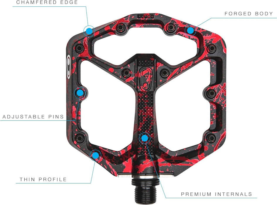 Crankbrothers Stamp 7 Pédales de VTT – Collection Splatter – MTB Enduro DH BMX plateforme concave – Paire plate de pédales de vélo de montagne (broches réglables incluses