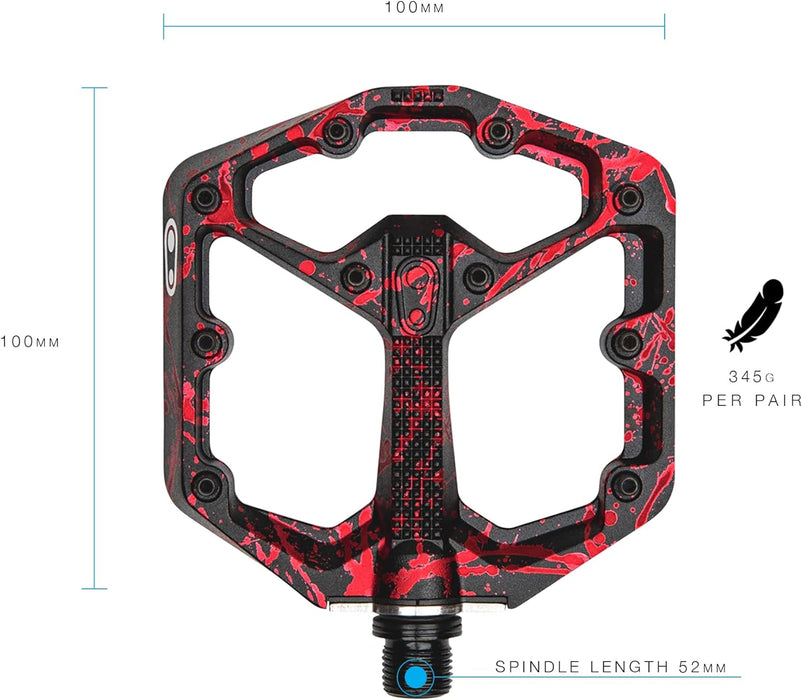 Crankbrothers Stamp 7 Pédales de VTT – Collection Splatter – MTB Enduro DH BMX plateforme concave – Paire plate de pédales de vélo de montagne (broches réglables incluses