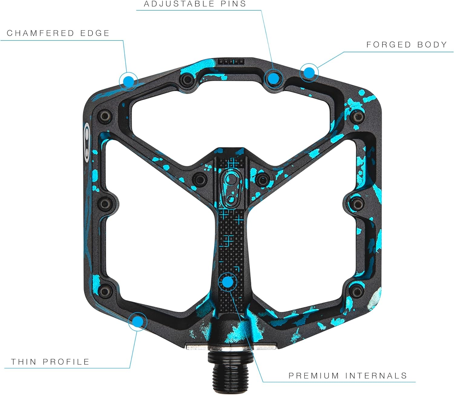 Crankbrothers Stamp 7 Platform Limited Edition Bicycle Pedals Large Size 43-49 Black / Blue