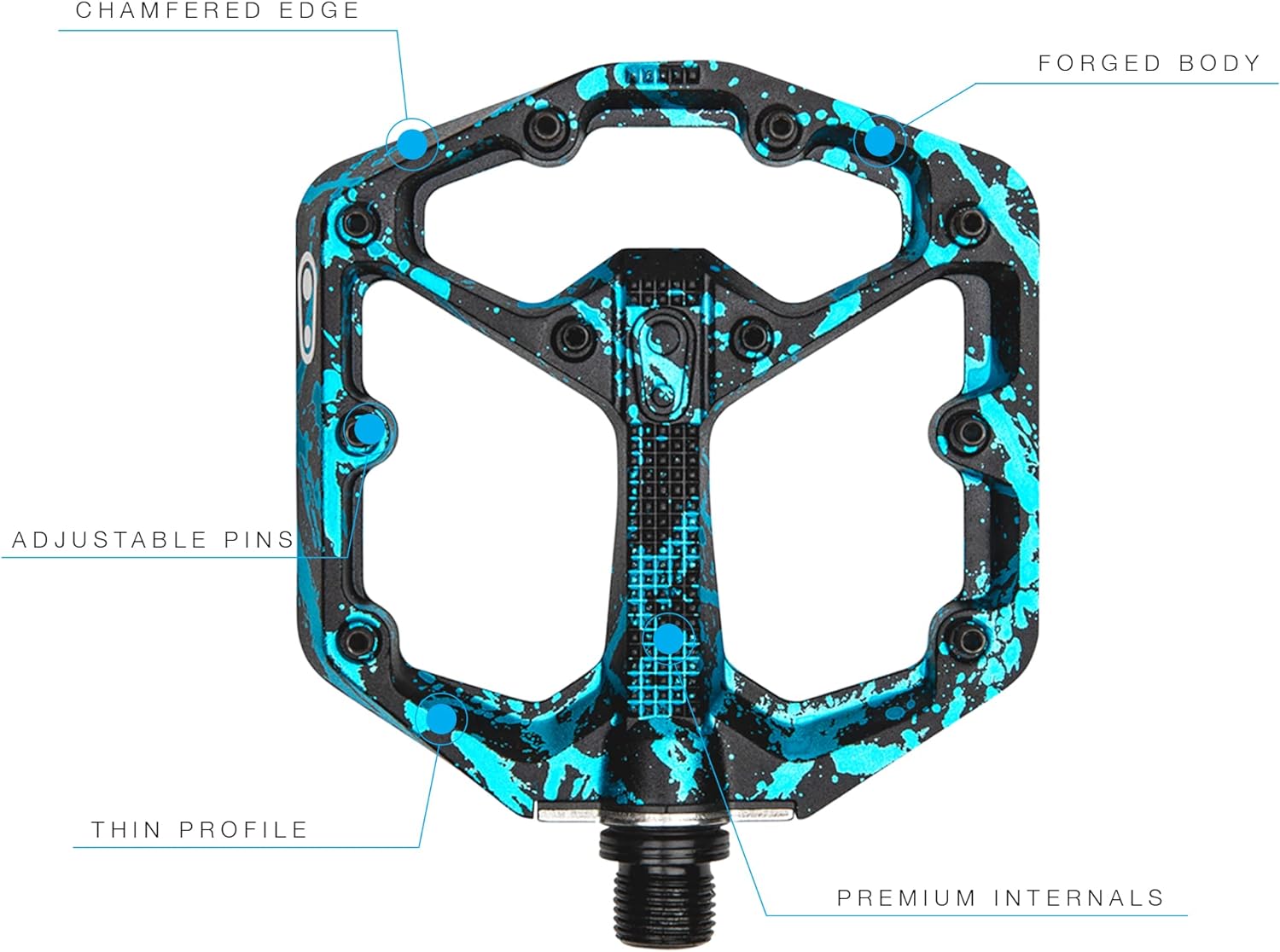 Crankbrothers Stamp 7 Mountain Bike Pedals, Size Small, Black/Blue