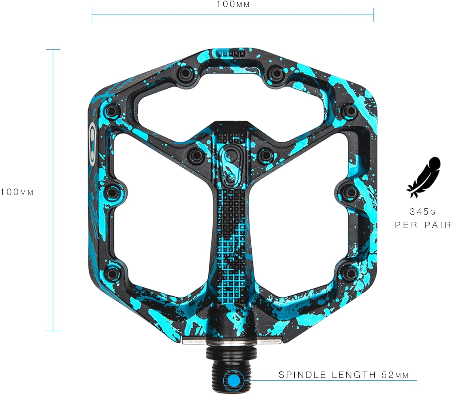 Crankbrothers Stamp 7 Mountain Bike Pedals, Size Small, Black/Blue