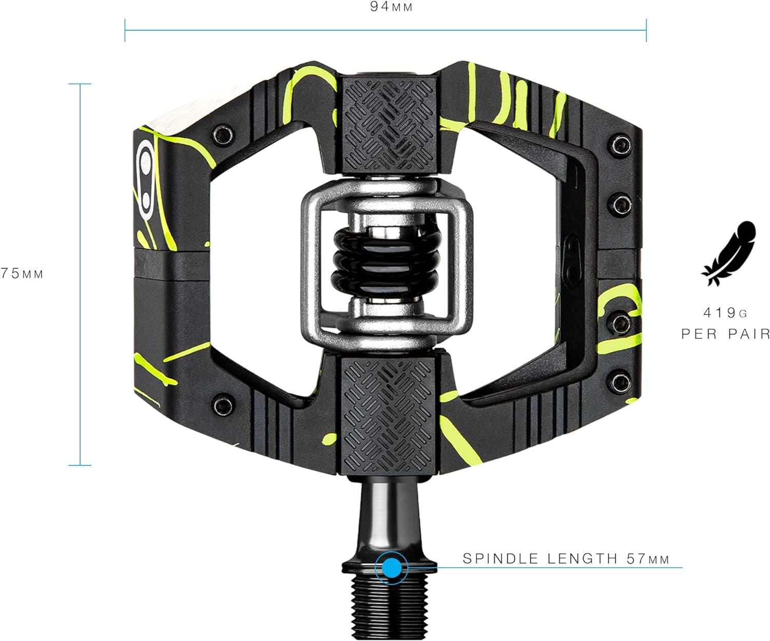 Crankbrothers Mallet E Mountain Bike Pedals - Splatter Collection - MTB Enduro Optimized Platform - Clip-in System Pair of Bicycle Mountain Bike Pedals (Cleats Included