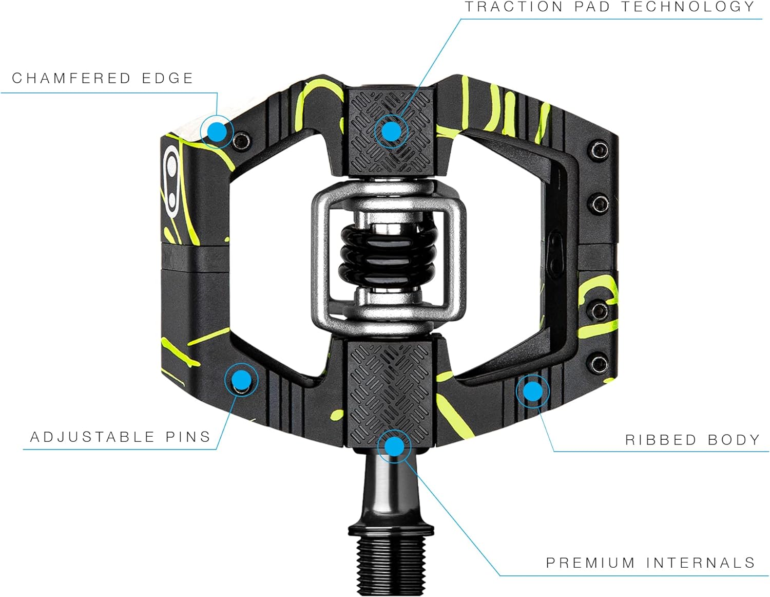 Crankbrothers Mallet E Mountain Bike Pedals - Splatter Collection - MTB Enduro Optimized Platform - Clip-in System Pair of Bicycle Mountain Bike Pedals (Cleats Included