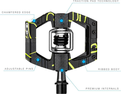 Crankbrothers Mallet E Mountain Bike Pedals - Splatter Collection - MTB Enduro Optimized Platform - Clip-in System Pair of Bicycle Mountain Bike Pedals (Cleats Included