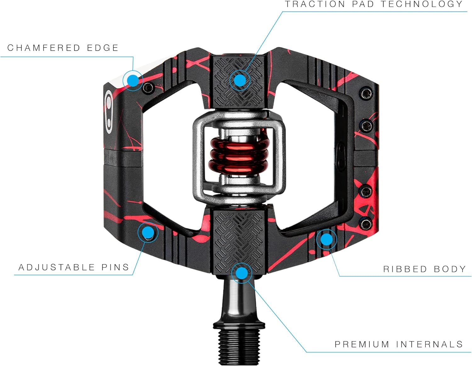 Crankbrothers Mallet E Mountain Bike Pedals - Splatter Collection - MTB Enduro Optimized Platform - Clip-in System Pair of Bicycle Mountain Bike Pedals (Cleats Included