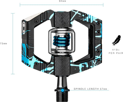 Crankbrothers Mallet E Mountain Bike Pedals - Splatter Collection - Optimized Platform MTB Enduro - Mountain Bike Pedal Clip System (Cleats Included