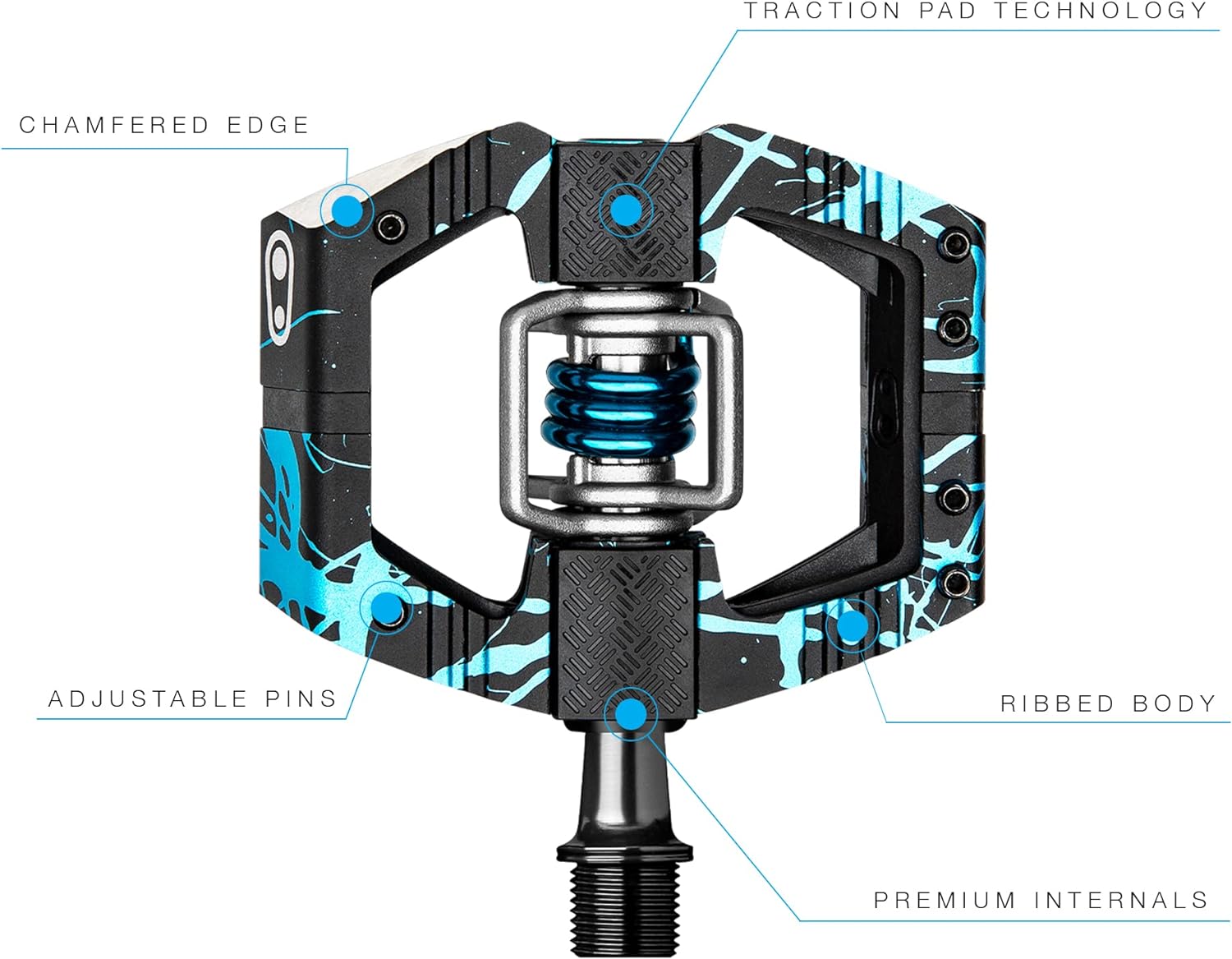 Crankbrothers Mallet E Mountain Bike Pedals - Splatter Collection - Optimized Platform MTB Enduro - Mountain Bike Pedal Clip System (Cleats Included
