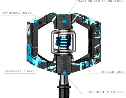 Crankbrothers Mallet E Mountain Bike Pedals - Splatter Collection - Optimized Platform MTB Enduro - Mountain Bike Pedal Clip System (Cleats Included