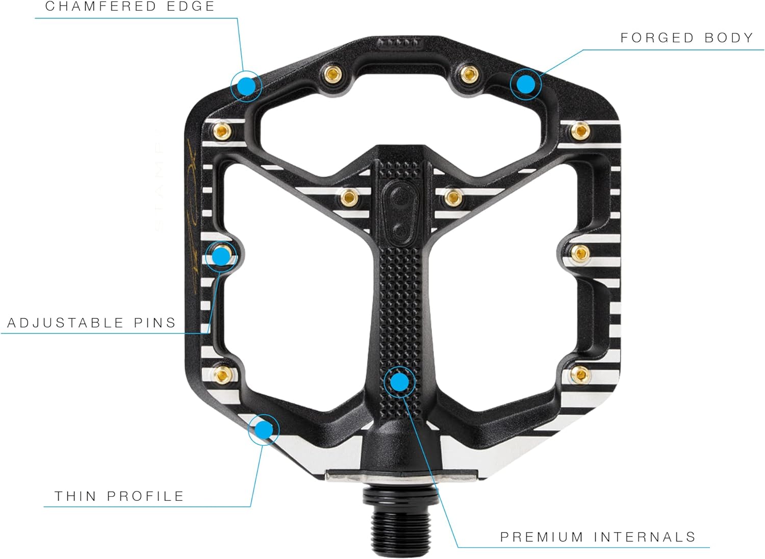 Crankbrothers Stamp Flat BMX/MTB Bike Pedal - Platform Bicycle Pedal, Minimal Profile, Adjustable Grip