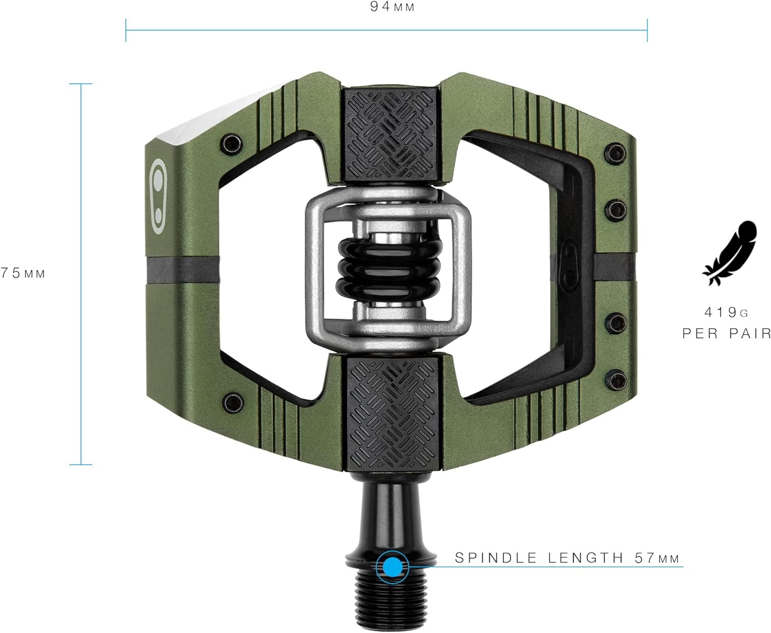 CRANKBROTHERS Mallet Enduro Unisex Automatic Pedals, Green, 94 mm x 75 mm