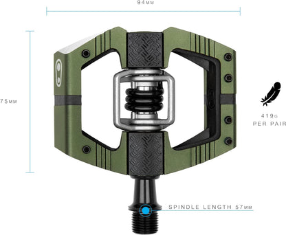 CRANKBROTHERS Mallet Enduro Unisex Automatic Pedals, Green, 94 mm x 75 mm