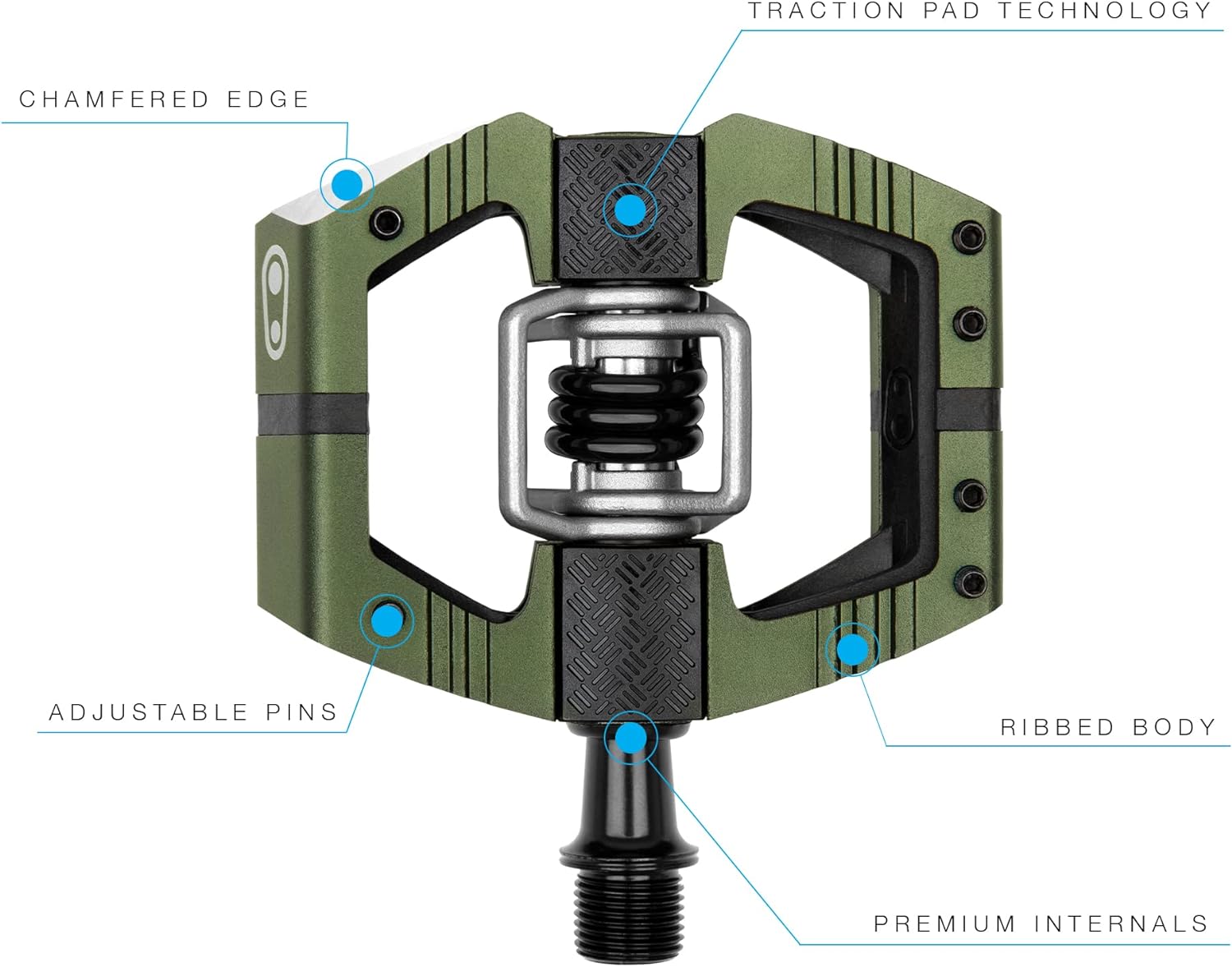 CRANKBROTHERS Mallet Enduro Unisex Automatic Pedals, Green, 94 mm x 75 mm