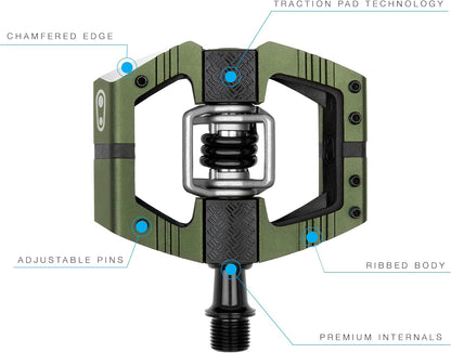 CRANKBROTHERS Mallet Enduro Unisex Automatic Pedals, Green, 94 mm x 75 mm