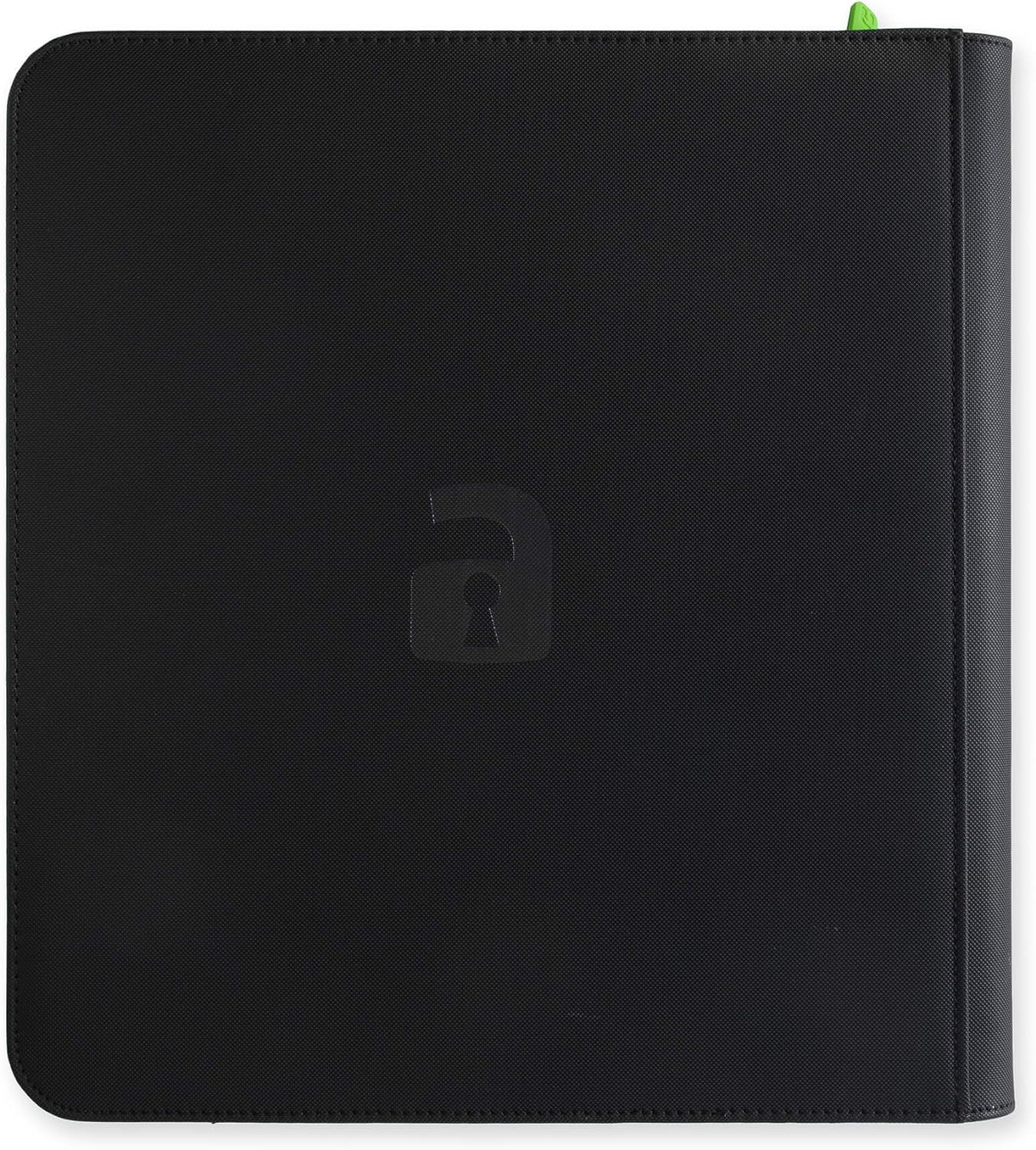 Vault X Premium Exo-Tec Zip Binder 12 Pocket, 20 Double-Sided Pages for 480 Side-Loading Slots for Board, Collectible or Trading Card Game Protective Folder Album (Black