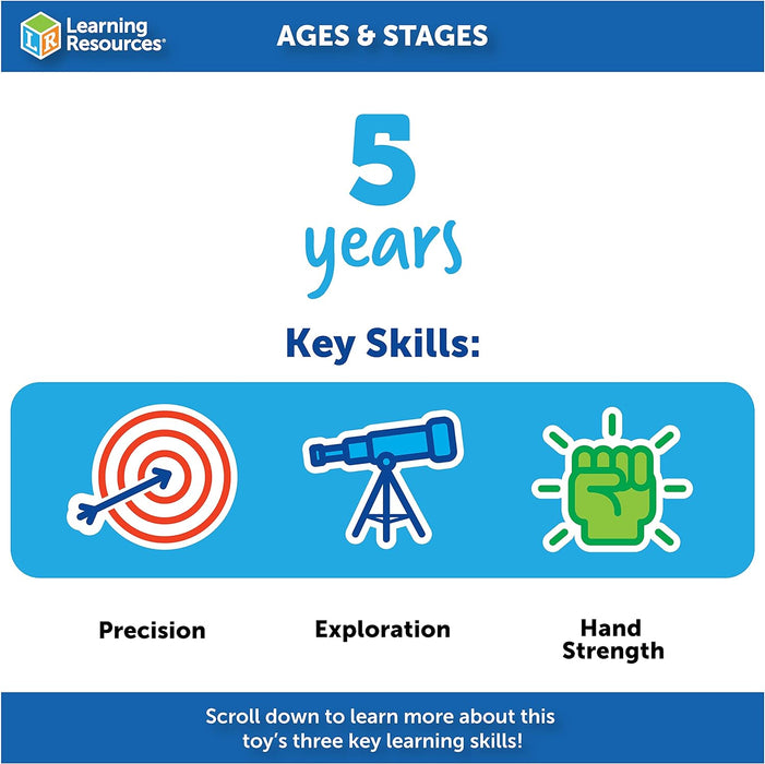 Learning Resources Pinzas jumbo, niños, material montessori, motricidad fina, 3 años