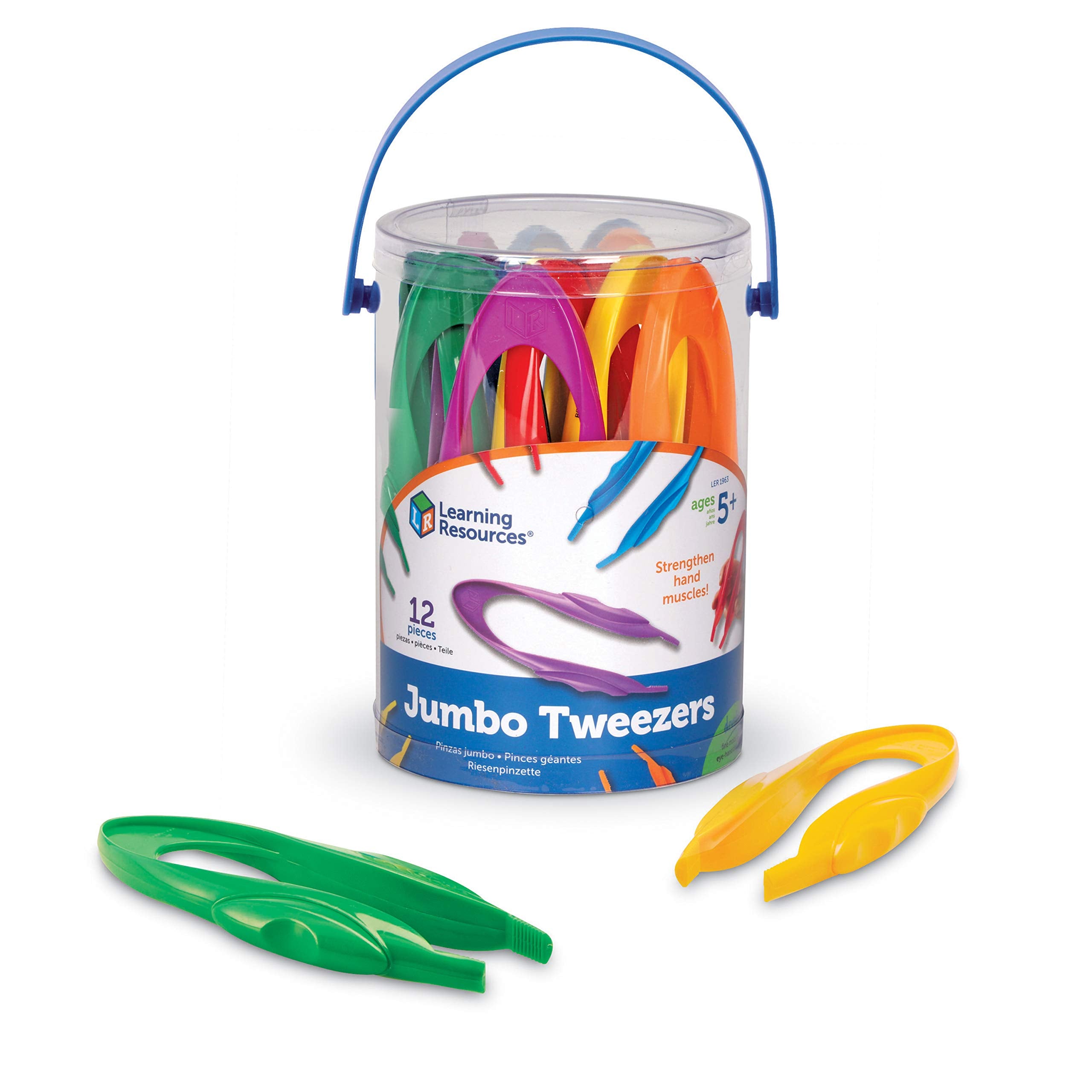 Learning Resources Pinzas jumbo, niños, material montessori, motricidad fina, 3 años